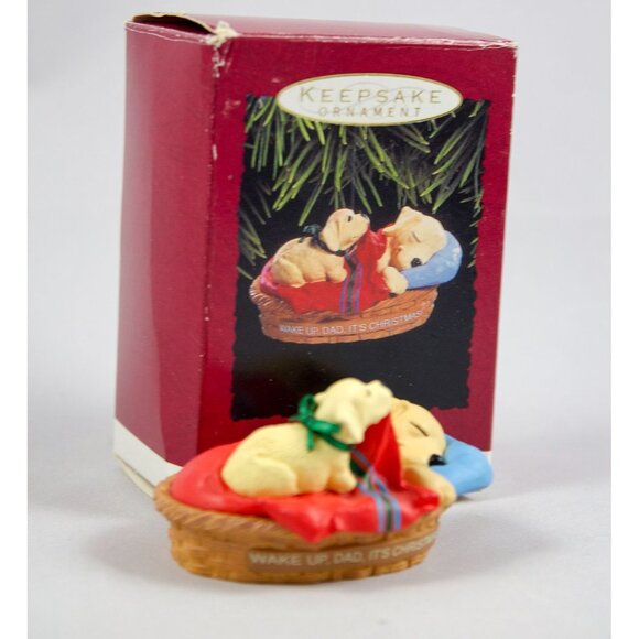 Hallmark Artist Favorite Ornament Wake Up Call 1993 Puppy Dog Son Daughter Dad - Picture 1 of 10